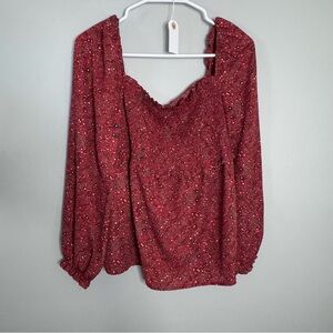 Umgee Red Floral Blouse